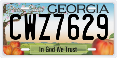 GA license plate CWZ7629