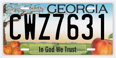 GA license plate CWZ7631