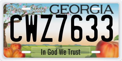 GA license plate CWZ7633