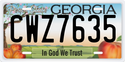 GA license plate CWZ7635
