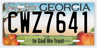 GA license plate CWZ7641