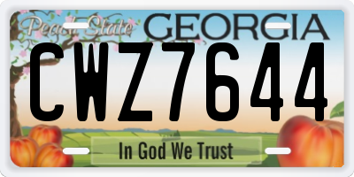 GA license plate CWZ7644