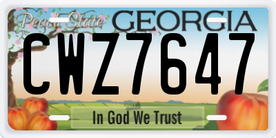 GA license plate CWZ7647