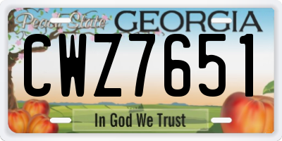GA license plate CWZ7651