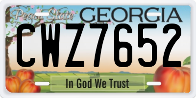 GA license plate CWZ7652