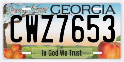 GA license plate CWZ7653