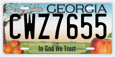 GA license plate CWZ7655