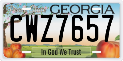 GA license plate CWZ7657