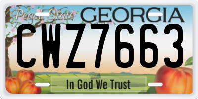 GA license plate CWZ7663
