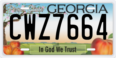 GA license plate CWZ7664