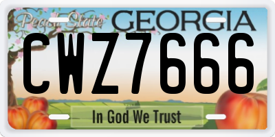 GA license plate CWZ7666