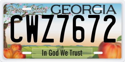 GA license plate CWZ7672