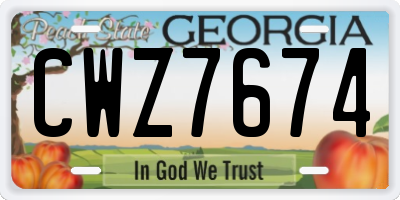 GA license plate CWZ7674
