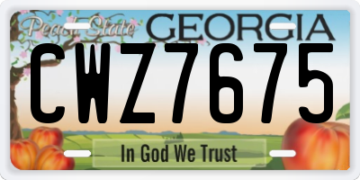GA license plate CWZ7675