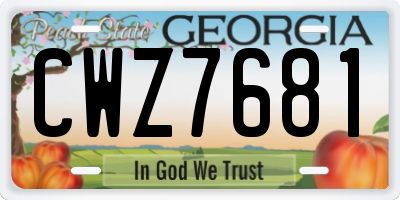 GA license plate CWZ7681