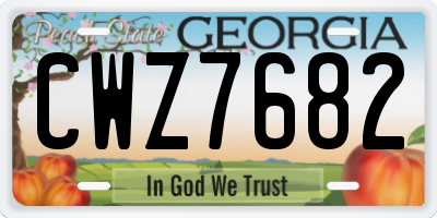 GA license plate CWZ7682