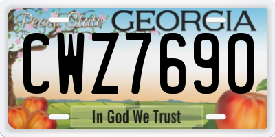 GA license plate CWZ7690
