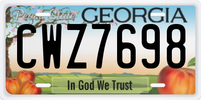GA license plate CWZ7698