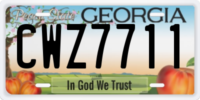 GA license plate CWZ7711