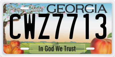 GA license plate CWZ7713