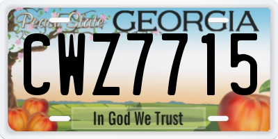 GA license plate CWZ7715