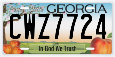 GA license plate CWZ7724