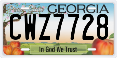 GA license plate CWZ7728