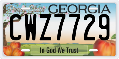 GA license plate CWZ7729