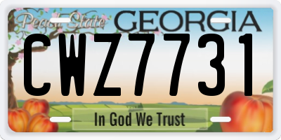 GA license plate CWZ7731