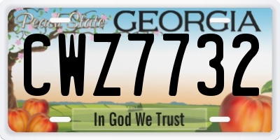 GA license plate CWZ7732