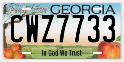GA license plate CWZ7733