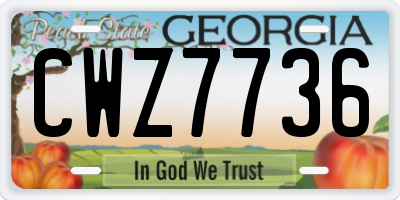 GA license plate CWZ7736