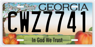 GA license plate CWZ7741