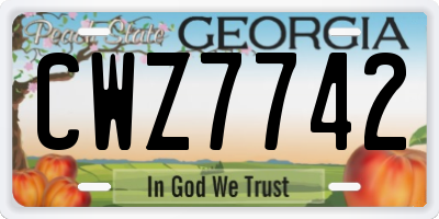 GA license plate CWZ7742