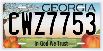 GA license plate CWZ7753