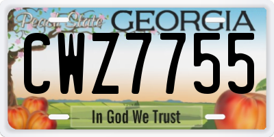 GA license plate CWZ7755