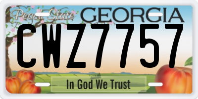 GA license plate CWZ7757
