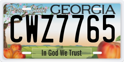 GA license plate CWZ7765