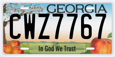 GA license plate CWZ7767