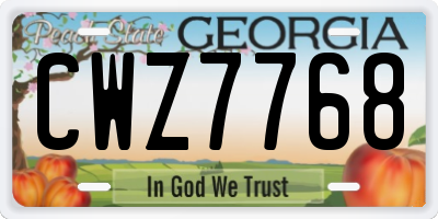 GA license plate CWZ7768