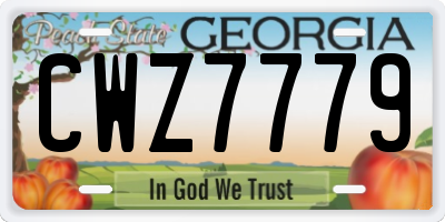 GA license plate CWZ7779