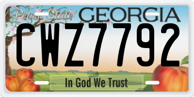 GA license plate CWZ7792