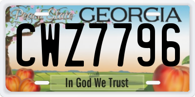 GA license plate CWZ7796