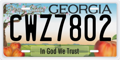 GA license plate CWZ7802