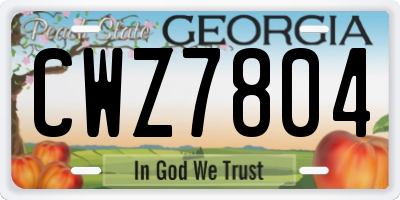 GA license plate CWZ7804