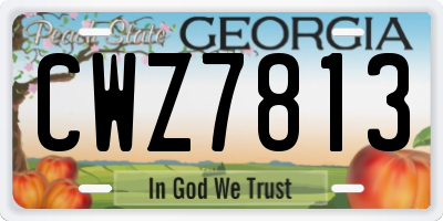 GA license plate CWZ7813