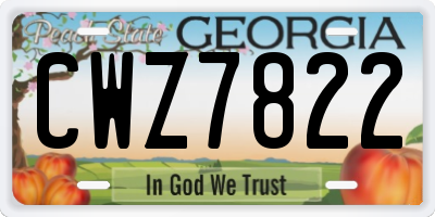 GA license plate CWZ7822