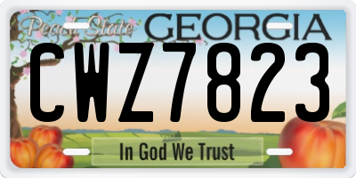 GA license plate CWZ7823
