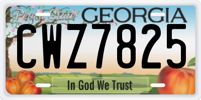 GA license plate CWZ7825