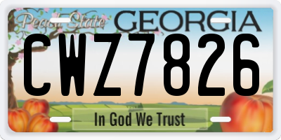 GA license plate CWZ7826